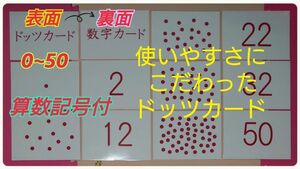 【新品】『０歳から始める』ドッツカード【0~50】算数記号、袋付　ラミネート加工