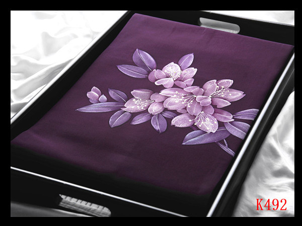 [Arte] K492 Obra maestra cuidadosamente seleccionada Shiose Pintado a mano Teñido Yuzen Fondo morado oscuro Elegante Arte de alta calidad Nagoya obi ◇Inspección◇ Bolsa de kimono Kanzashi obi Obijime, banda, Nagoya Obi, Confeccionado