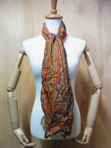  beautiful ETRO Etro Vintage wool silk peiz Lee pattern large size stole small articles orange 