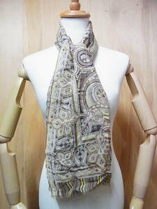  beautiful ETRO Etro Vintage silk chiffon peiz Lee pattern stole small articles gray 