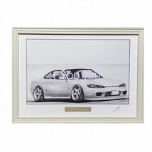 日産 NISSAN シルビア S15【鉛筆画】名車 旧車 イラスト A4サイズ 額付き サイン入り_画像1