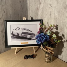 トヨタ　TOYOTA　セリカLB【鉛筆画】名車 旧車 イラスト A4サイズ 額付き サイン入り_画像9