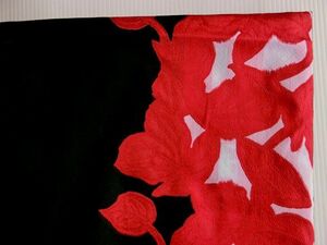 ◆和柄風黒×赤花柄ジャガード生地＊