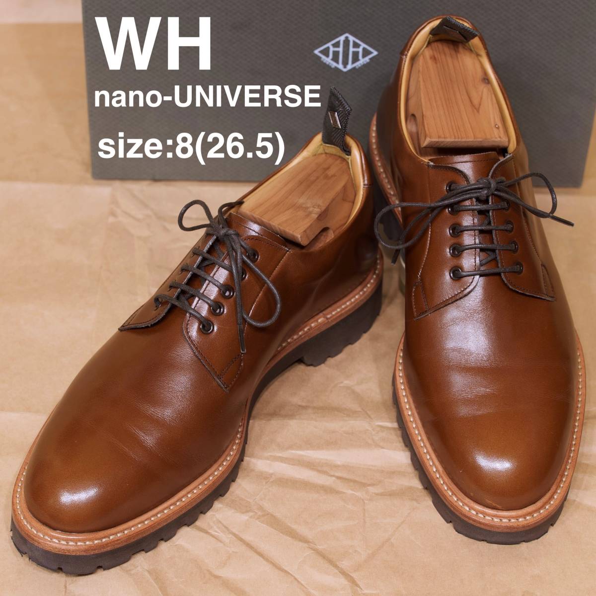 搬入設置サービス付 B04243 新品 WH プレーントゥ レザーシューズ 革靴