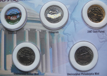 アメリカ 5セント硬貨 限定カラー＆24金P＆ホログラム仕様 コイン 2004年5枚セット ルイジアナ州 USA 専用ケース付き 新品レア_画像5