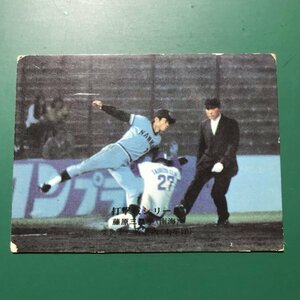 1975年　カルビー　プロ野球カード　75年　757番　打撃戦シリーズ　南海　藤原　※キズ・汚れ・黄ばみ多め　【管767】