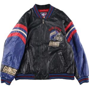 古着 Carl Banks G III NFL NEWYORK GIANTS ニューヨークジャイアンツ オールレザースタジャン バーシティジャケット メンズXXL /eaa315891