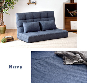 [3way. possible to use style!] navy sofa bed 2 seater . compact easy width 130cm high back 