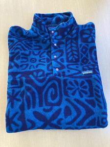 USA製 '95 patagonia printed lightweight synchilla snap-T island block dark teal XLsize