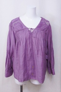  salon salon flax × rayon embroidery blouse F purple nm4604201303