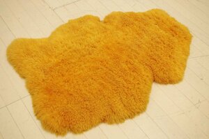 一点物 ムートンラグ オレンジ 羊毛 ウールカーペット シープスキン 子羊 絨毯 敷物 玄関マット インテリア リビング 98×74cm