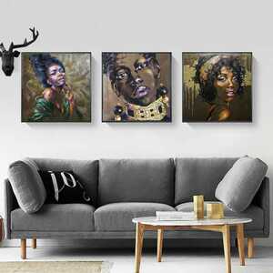 Модное современное искусство Негабаритный плакат Африка Женщины Девушки ДЕВУШКА Африка Зарубежные товары для интерьера Картина Разные товары Модное искусство Искусство Зарубежный Черный