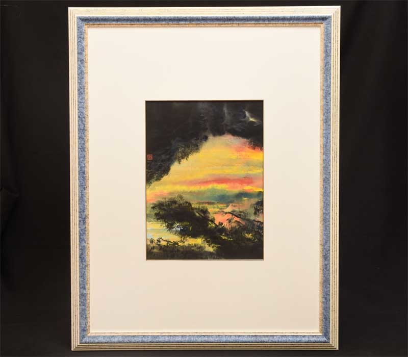 [Œuvre authentique] Aquarelle de Chen Seijun Sea Sunbanna Landscape signée, encadré, boîte incluse, la peinture à l'aquarelle, aquarelle, peinture de paysage, calligraphie, art, intérieur z2264o, peinture, aquarelle, Nature, Peinture de paysage