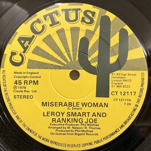 ★即決 re11609Leroy Smart Ranking Joe / Miserable Woman 英オリジナル cw- Think About Tomorrow リロイ・スマート