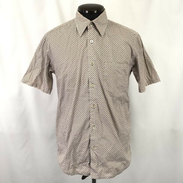 Made in Japan★BLUE TORNADO/ブルートルネード★半袖シャツ【Mens size -M/茶/brown/総柄】Tops/Shirts◆BH221