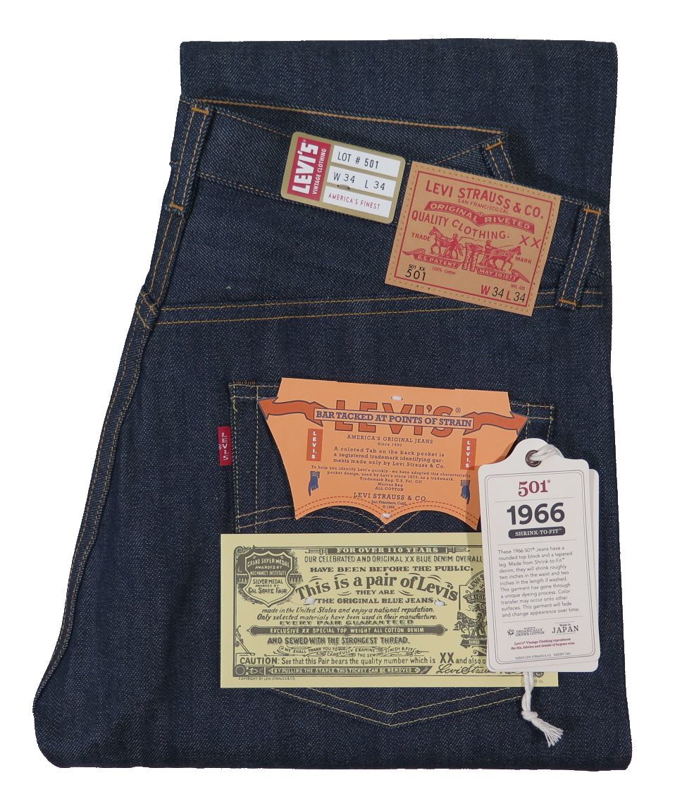 魅了魅了希少 LEVI'S 501XX BigE前期66501 1966年 W31黒カン デニム
