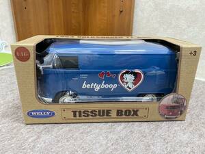 最終値下げ 未開封・新品未使用 ベティーブープ　Betty Boop　ベティちゃん　ティッシュケース　Volkswagen T1 Bus アメリカン雑貨　青