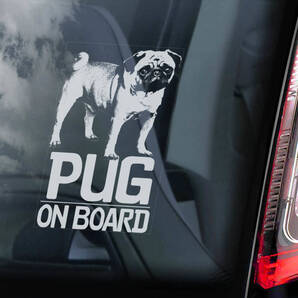 ◆送料無料【パグ/PUG ①】外張り カーステッカー 160×100mm 外貼り カー ステッカー シール DOG ON BOAD@ D1 3211