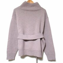 美品 DRIES VAN NOTEN ドリスヴァンノッテン ベルト付き ハイネック オーバーサイズ ニット プルオーバー セーター S ピンク系 C0102_画像2