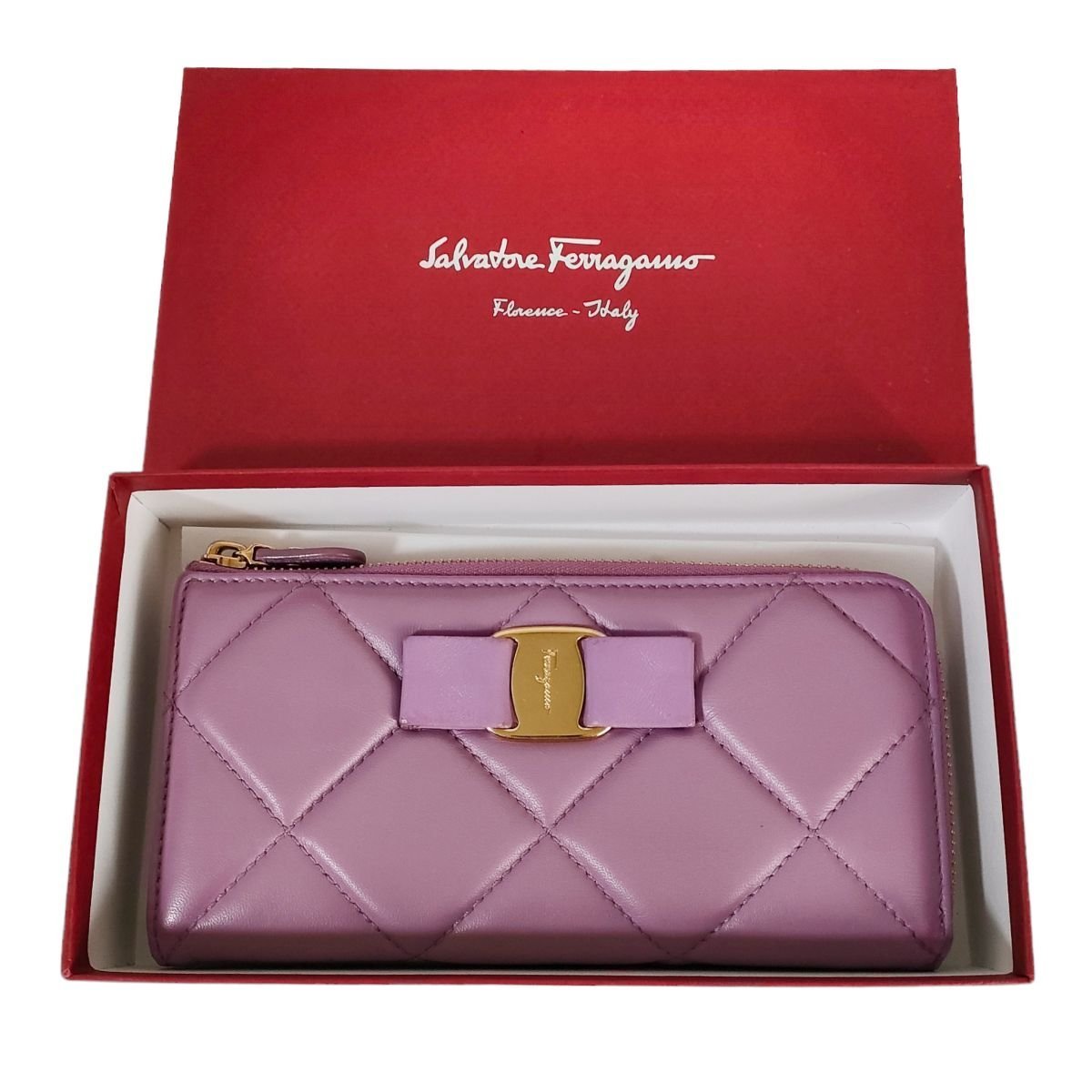 グランドセール alvatoreFerragamo長財布 リボン L字タイプ 長財布