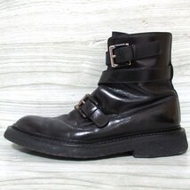 美品 DIOR HOMME ディオールオム ベルトデザイン レザー ショートブーツ サイズ41 26cm相当 黒 ブラック C0201_画像2