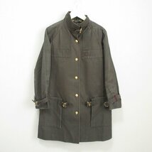 良品 GUCCI グッチ 2008年製 フリーダジャンニーニ期 ゴールド金具 ロング丈 ミリタリー コート 38 カーキ 201_画像1