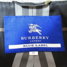 美品 BURBERRY BLUE LABEL バーバリーブルーレーベル アンゴラブレンド 裏地ノバチェック ステンカラーコート 38 グレー_画像3