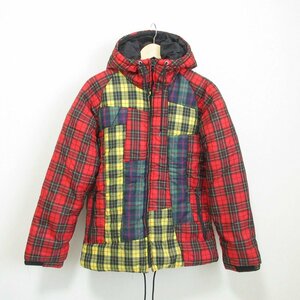 美品 COMME des GARCONS SHIRT コムデギャルソンシャツ チェック柄 中綿 フーデッド ジャケット ブルゾン L 赤 レッド 203