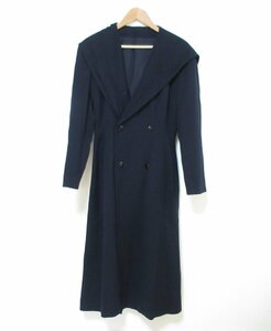 美品 80-90’S IMPERMEABLE Yohji Yamamoto ヨウジヤマモト ヴィンテージ ダブルブレスト ロング フーデッド ローブコート 40 ブラック