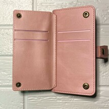 【iPhone12mini】レザーケース 手帳型 ピンク ショルダー ストラップ付き カード収納 肩掛け 首掛け スマホカバー #0118C #0117_画像7