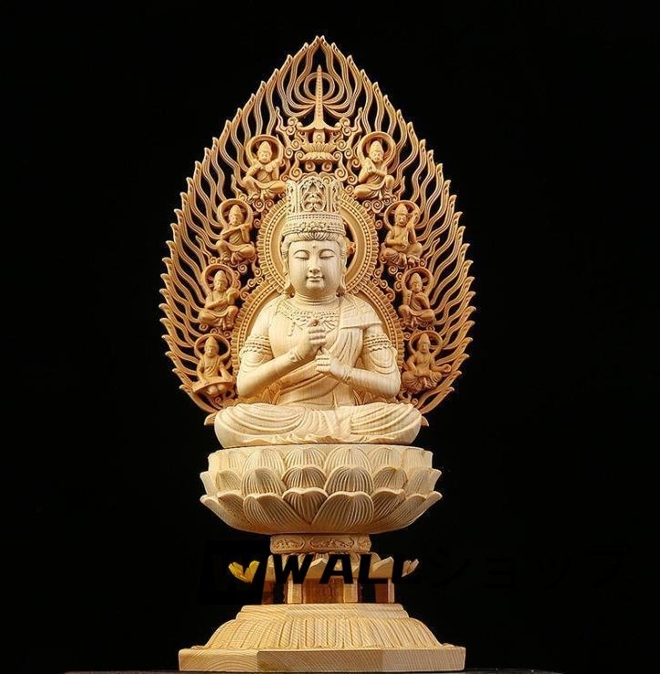 仏教美術、仏像、木彫。 『大日如来座像』 ニ寸、丸台、白木、未使用品