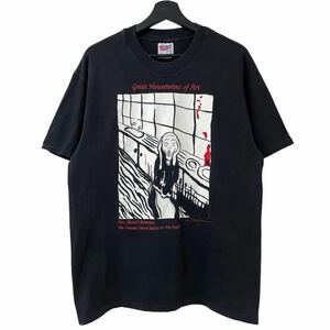 ■激レア■90s USA製 SALLY SWAIN ムンクの叫び パロディ アート Tシャツ XL 台所 トマトソース ビンテージ