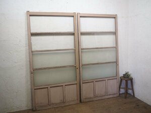 taI0429*(4)[H179,5cm×W89,5cm]×2 sheets * antique * paint. peel off . old wooden glass door * old fittings sliding door entranceway door retro car Be L pine 