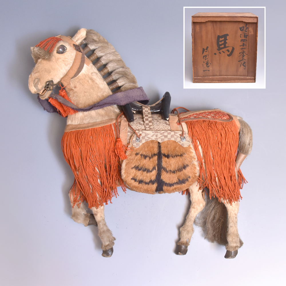 Horse, 1901, hair-planted doll, May doll, height approx. 40cm, same box y1877, season, Annual event, children's day, May doll