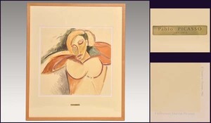 【真作】ピカソ Pablo Picasso リトグラフ「男の半身像」 1982年 カラー石版 マリナコレクション 額装あり 絵画 書画 美品　y0021