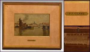 Art hand Auction 【真作】ポール･ジーン･クレイズ P.J CRAYS 油絵｢海辺の画家｣額装 1937年制作 風景画 海景 油彩 油画 絵画 書画 y0449, 絵画, 油彩, 自然, 風景画