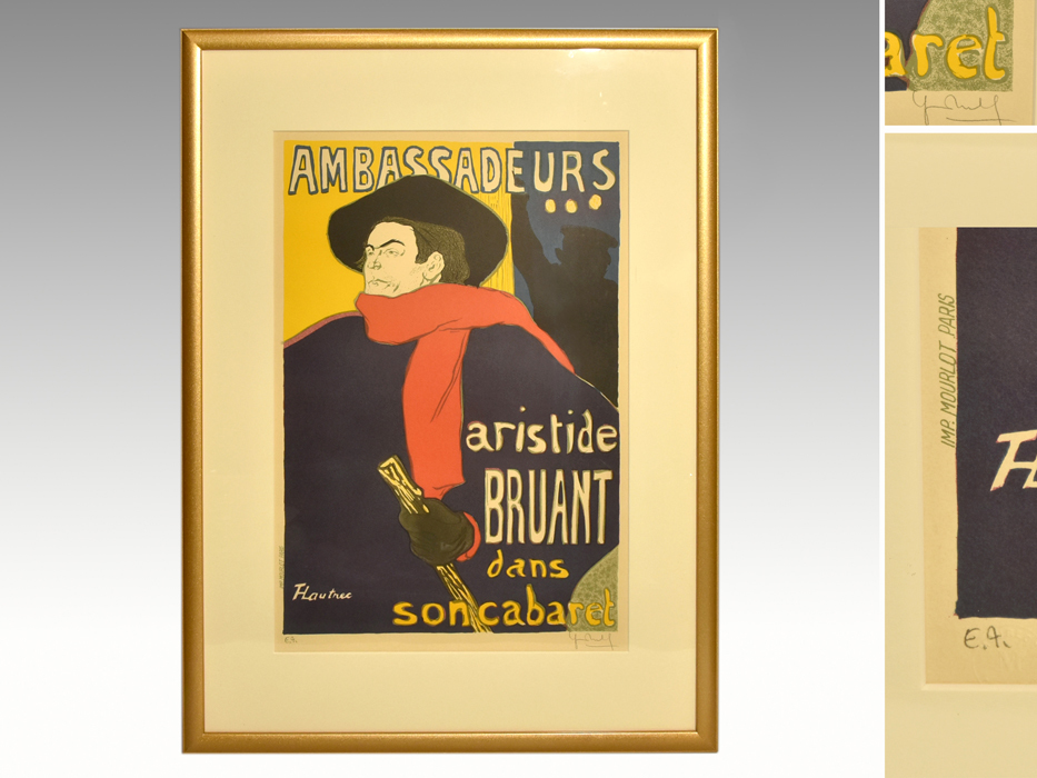 [Original] Toulouse-Lautrec Lithographie: Aristide Bruant, Botschafter, Mit Bleistift signiert, Hochwertiger Kokei-Rahmen, EA-Ausgabe, Drucken, Malerei, Kalligraphie, y0768, Kunstwerk, Drucke, Lithografie, Lithographie