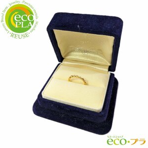 アガット agete ハーフエタニティ ダイヤモンド リング K18 日本サイズ 7号 18金 ダイヤ 0.14ct ケース付 イエローゴールド 指輪