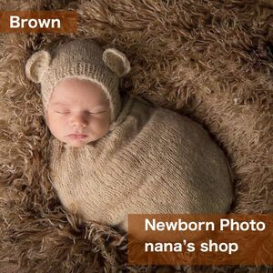 ブラウン♪くま耳帽子&クマのおくるみ袋　ニューボーンフォト撮影衣装　赤ちゃん