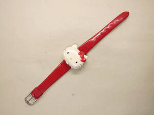 [ large .] Sanrio * made in Japan Kitty Chan. wristwatch beautiful goods Showa Retro rare thing little there is defect accessory ultra rare clock 