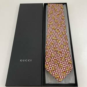 グッチ（GUCCI） 赤スクエアホースビットネクタイ