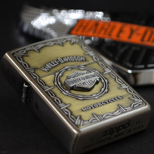 Antique Bar &amp; Shield Harley Davidson Zippo Nickel &amp; Brass Комбинированная комбинация фуруми+серебряный ебуши настоящий подарок