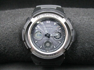 中古腕時計125【CASIO】AWG-100CカシオG-SHOCKGショック ブラック樹脂バンド