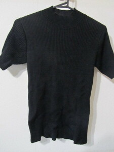 ニットセーター　半袖　ウールマーク　ブラック　Lサイズ　