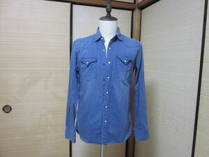 ★★★【 11/20・大幅値下げ 】RIPLAY BLUE JEANS リプレイウエスタンスタイルシャツ：garment dye仕様：正規品：サイズ表示 M：送料無料