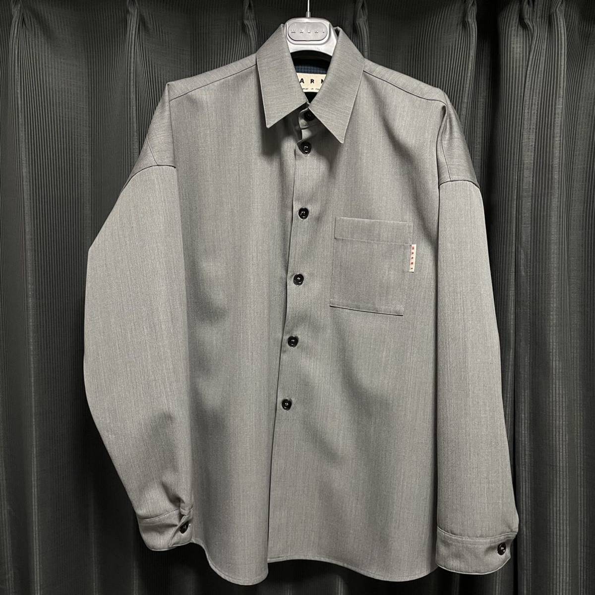 MARNI ウールシャツ 半袖 ロゴ シャツ トップス メンズ クラシック