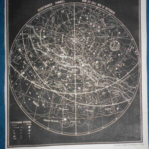 即決1850年頃ドイツ版『スミス図解天文学図26　夏の星座』天文暦学書アンティーク、星図、星座早見盤　Astronomy, Star map, Planisphere