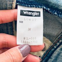 H1273ch【Wrangler|ラングラー】クロップド丈デニムパンツ サイズ M ジーンズ ブルー レディース ジーパン アメカジ カジュアル_画像7