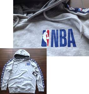 【既決USA】NBA BASKETBALL ★ バスケットボール@完売胸元&袖【NBA】ロゴ入パーカー【NBA Men's Logo Graphic Fleece Hoodie】 Grey @L