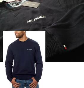 【既決USA】トミーヒルフィガー★TOMMY HILFIGER@完売胸元&袖刺繍【TOMMY Flag】ロゴ入トレーナー【TH Logo Crew-neck Sweatshirt】紺 #@S